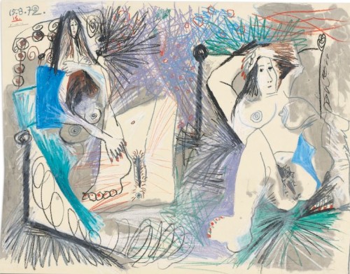 Pablo Picasso (1881–1973)Deux nus couchés, 15 - 16 August 1972coloured crayon and wash on paper