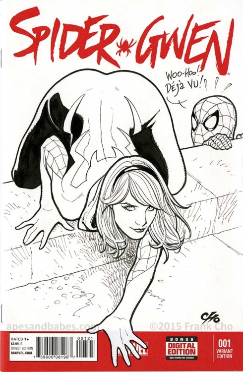 -Spider-Woman, Vol. 2 # 01 Variant, by Milo Manara.-Spider-Gwen, Vol. 1 # 01 Sketch Cover by Frank Cho, after Milo Manara.-Harley Quinn: Valentine’s Day Special, Vol. 1 # 01 Sketch Cover by Frank Cho, after Milo Manara.