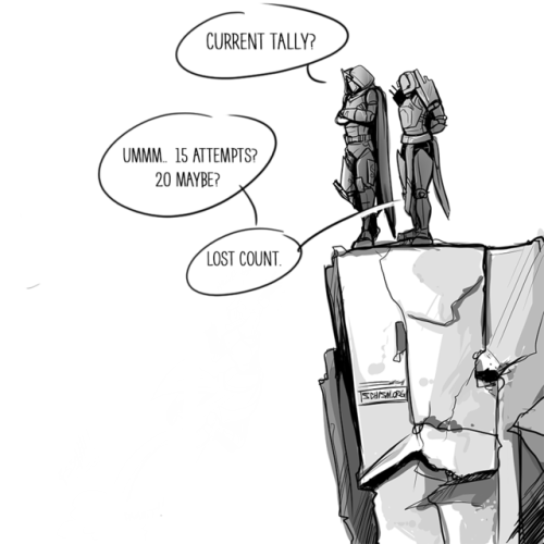 newbabyfly: My actual life as a warlock. Except my fireteam is nice enough to not toss me back off as soon as I actually make those stupid jumps. (Killy actually used to be a pretty goofy dude until he adopted these twerps.) 