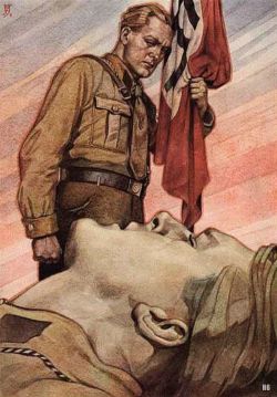 Fallen Brown Shirt.   Felix Albrecht. German 1900-1954. illustration.  