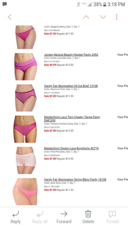 Just ordered a dozen new pairs of panties. Soft, silky, cute and pink. Aren&rsquo;t you proud of