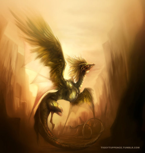 dailydragons:  Phoenix Dragon by Tiggy Tuppence (DeviantArt | facebook)