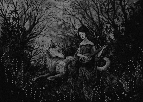 Dark forest, glow of the lake, an eternal dance of death