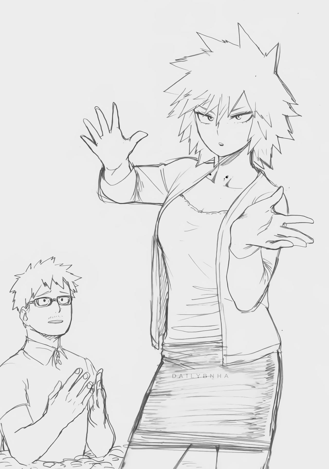 dailybnha:Mitsuki and Masaru Bakugo‘s sketch by Horikoshi! best mom~ ;9