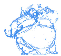smandraws: a fat cupid wip! follow me on patreon to see this finished piece faster than tumblr peoples! 