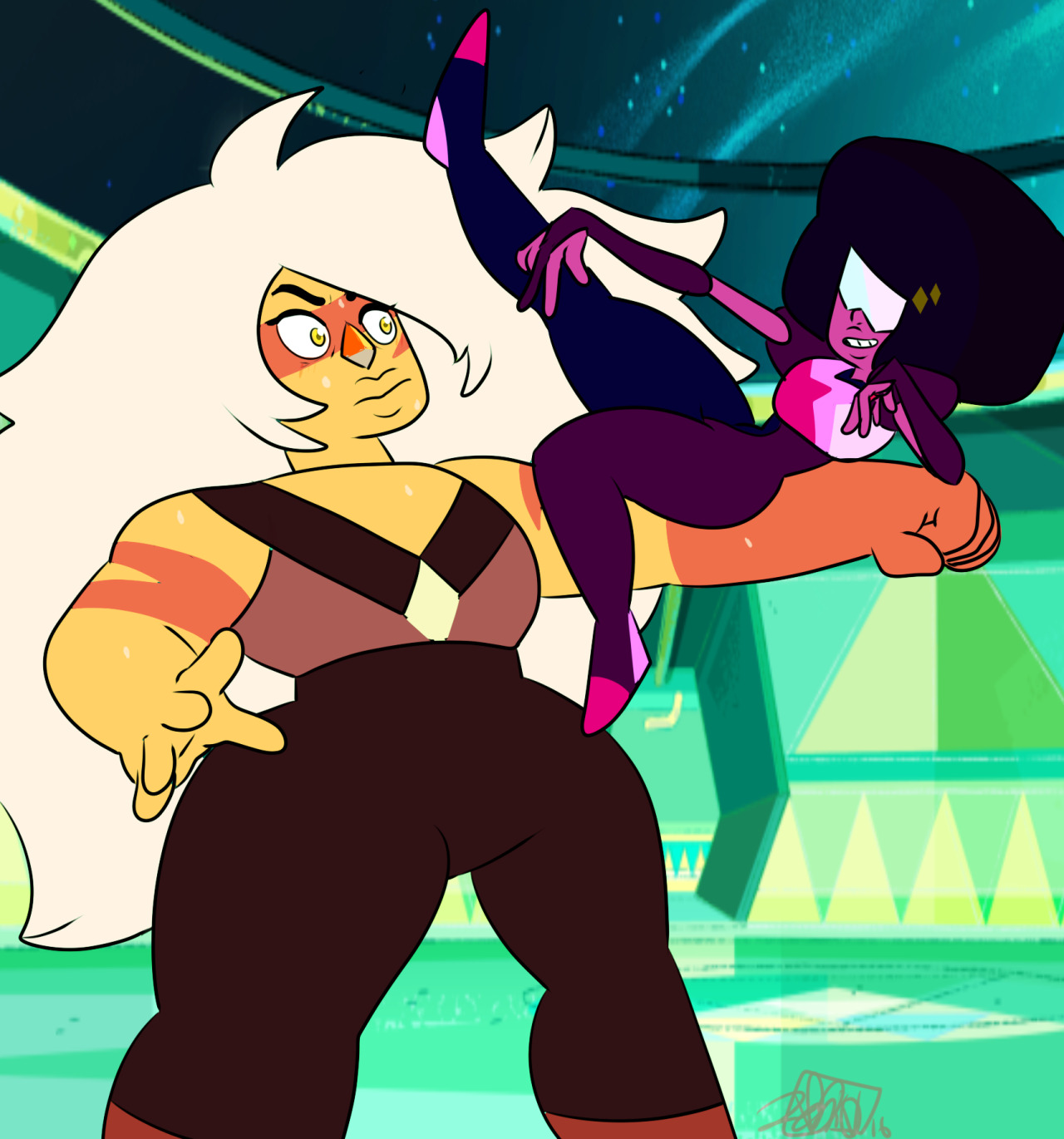 Happy One Year Anniversary of JailBreak!Garnet basically break dancing on Jasper’s