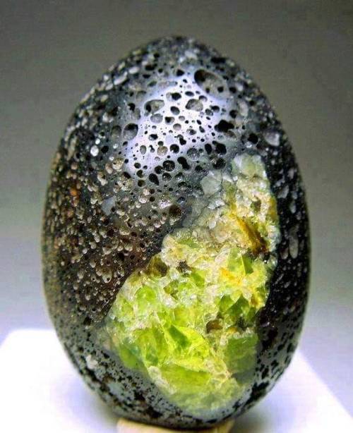 unearthedgemstones:Peridot in Volcanic Lava from the mountains of Canary Islands in Spain. by AllofH