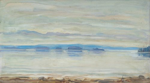 Aamu Ruovedellä = Morning in RuovesiAkseli Gallen-Kallela (Finnish; 1865–1931)Dated “12 VI 1916”Oil 