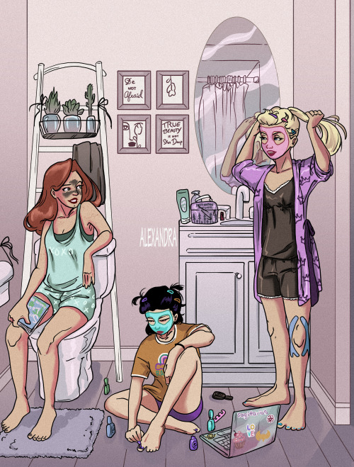 ghostpainters:The Batgirls have a girl’s night in Part IIOne night while watching Gilmore Girls, Ste