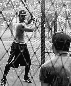 wolfspirals:Tyler Hoechlin batting practice Behind the Scenes of Everybody Wants Some