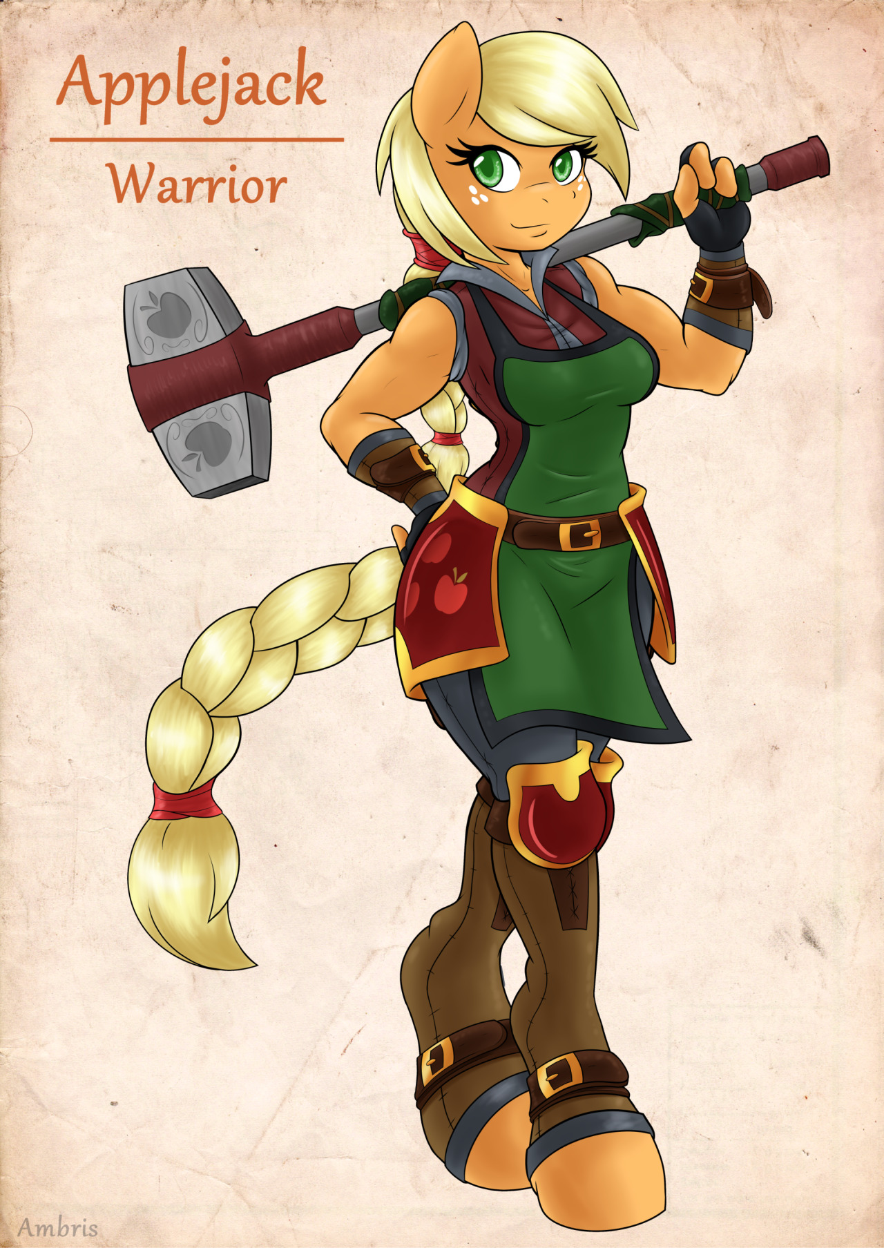 ambris-art:  ambris-art:  Adventuring is Magic! Applejack the Warrior. Ever since