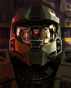 theawkwardgamer:  Master Chief Portrait by wiredgear 