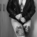 lost-lil-kitty:It’s leather jacket and fishnet weather again! See the uncsored photos on my twitter 