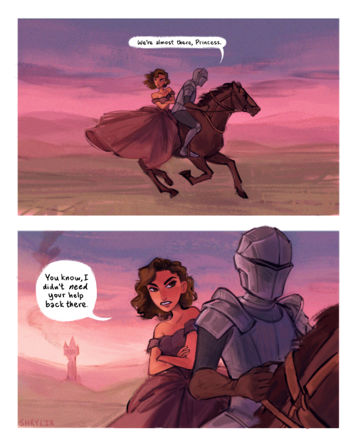 shrylia: Princess &amp; knight meet-cute! Wanted to try drawing a comic :)