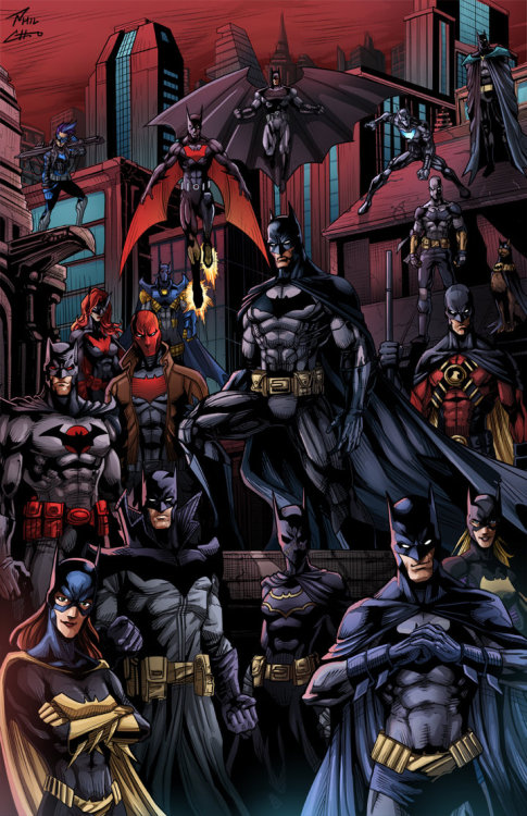 themanfromgotham:extraordinarycomics:The Bat-Family by Phil Cho.1337animeami and dablacksa