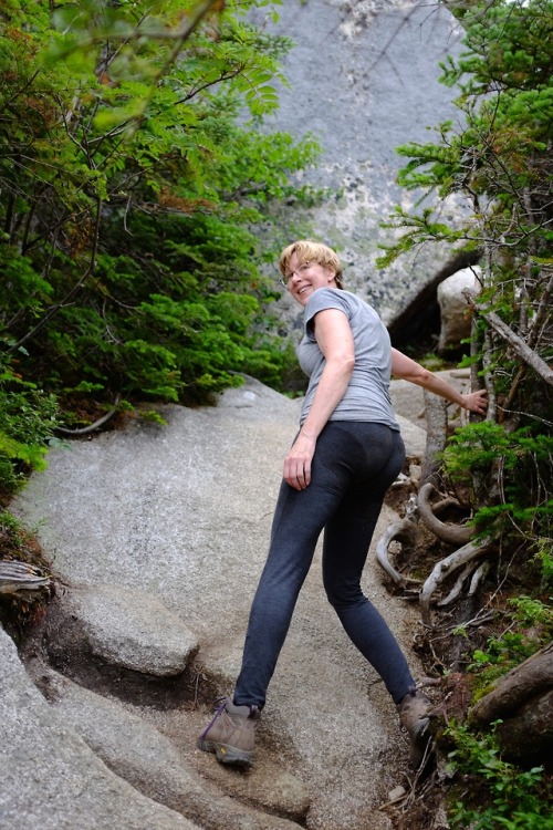 She started out smiling, but then, mountain.