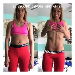 fitnika:  I made a “20 second before and after” video because a while back I did a before and after shot similar to this one, about just how easy it is to fool people into thinking their products work, when in fact, the “model” is just very good