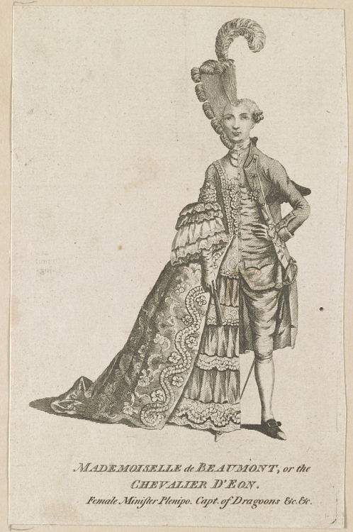 sangfroidwoolf: Mademoiselle de Beaumont, or the Chevalier D’Eon in a 1777 engraving. 