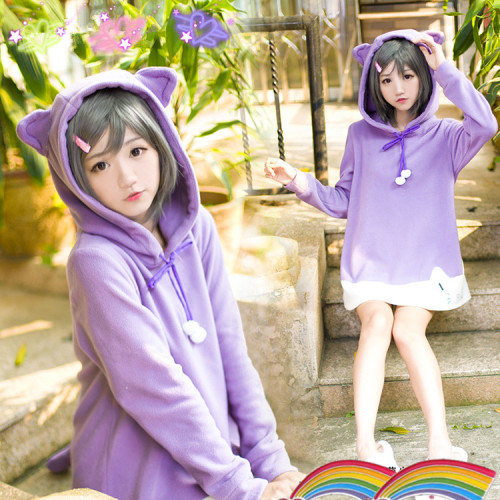 Kawaii Lavender Cat Ears Hoodie - $38.70
