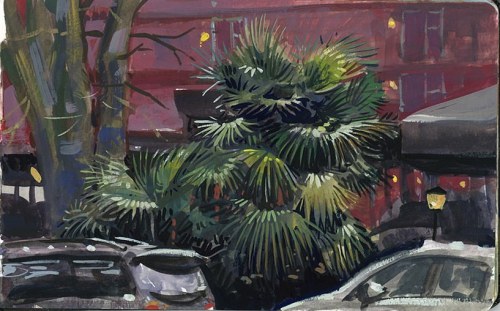 New plein air painting in gouache from the other day, here on Capitol Hill in Seattle! The light gli