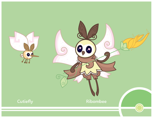 cosmopoliturtle: Pokemon Redesigns #742-743 - Cutiefly, Ribombee