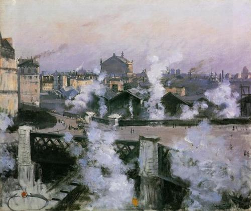 The Pont de l'Europe and Gare Saint-Lazare   -  Norbert Gœneutte ,1854.French,1