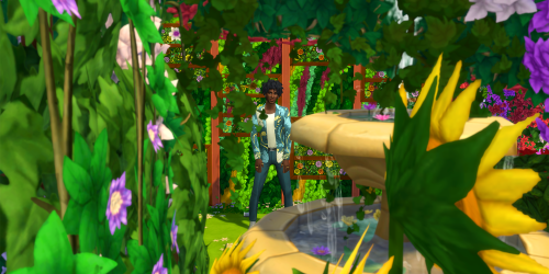 haziesims:I took a few pics of Trè Fonze testing out a couple of hotspots in the floral maze created