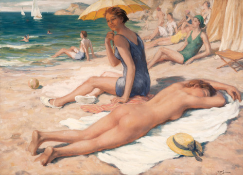 Tavik František Šimon (Czech, 1877-1942)Girls on the beach