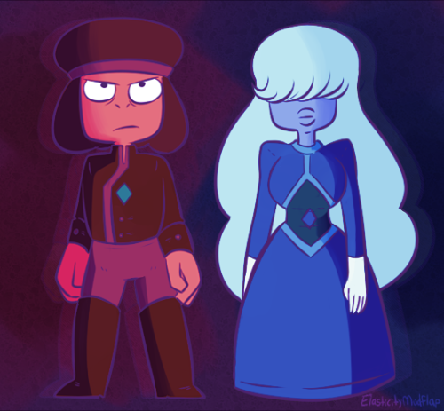 elasticitymudflap:  Headcanon that in their pre-Garnet days, it was really hard for these teeny gems on homeworld, they REALLY don’t get along with other gems. Ruby’s too much of an aggressive hot-head and Sapphire is too self-reliant and withdrawn.They