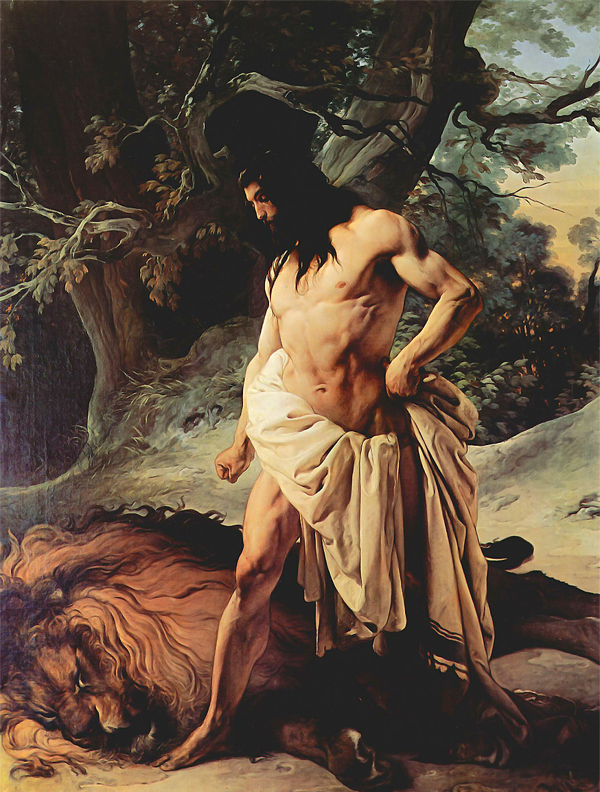 antipahtico:  Samson and the Lion ~ Francesco Hayez 1842