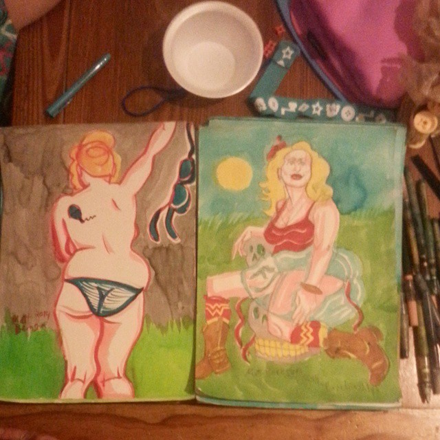 Drawings of the lovely Porcelain Dalya that I have been working on from Dr. Sketchy&rsquo;s