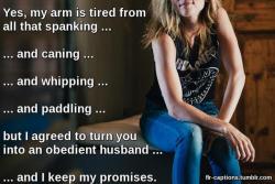 Yes, my arm is tired from all that spanking…Caption