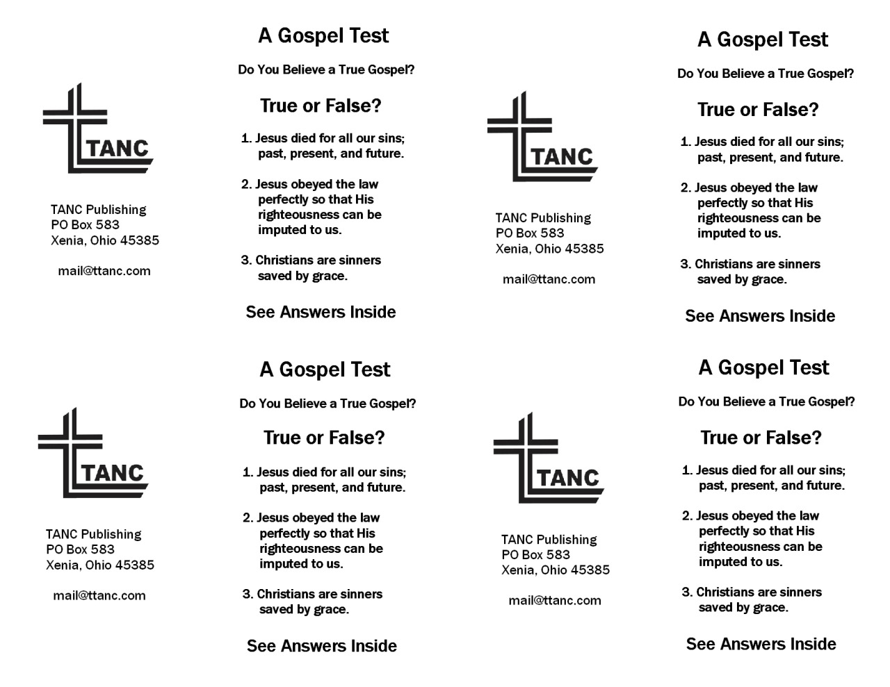 Gospel Tract for Saving Protestants
PDF file for printing purposes. No rights reserved. Protestant Tract