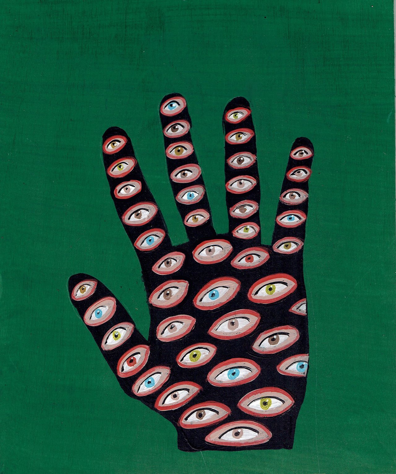 grundoonmgnx:  Javier Mayoral, Hand, 2017 Acrylic on wood, 8 x 9.5 in 