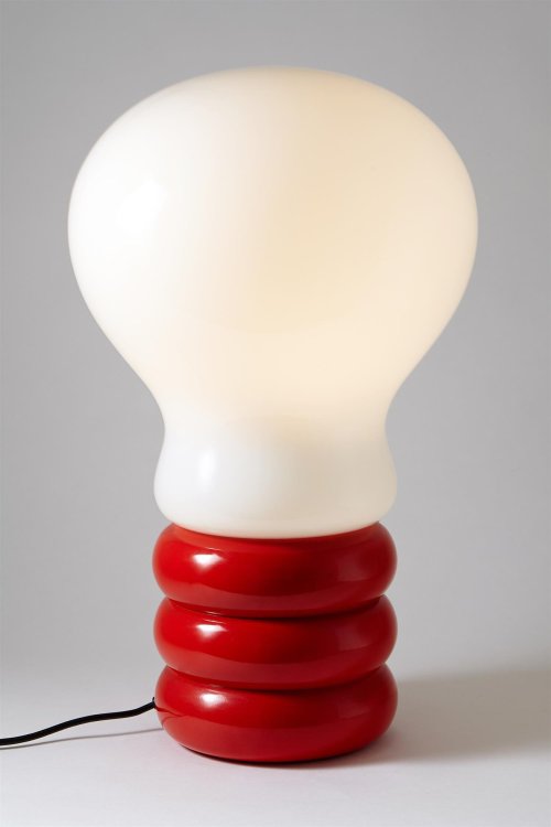 Ingo Maurer, Giant Bulb Bulb, table lamp, 1960s. Germany. Via Modernity
