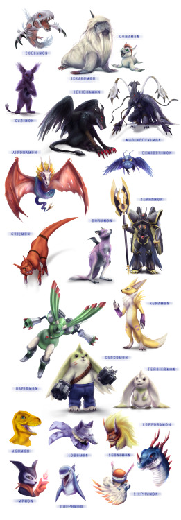 xmaveria: The compilations of Digimon I painted from requests taken from DA and Tumblr  What an amaz