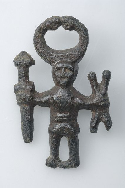 irisharchaeology:  Horned Odin Pendant This small bronze pendant is inspired by
