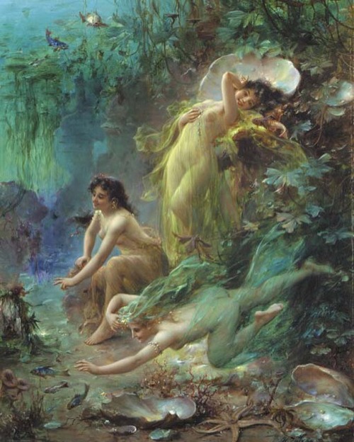 paintings-daily:“Pearls of the sea” by Hans Zatzka