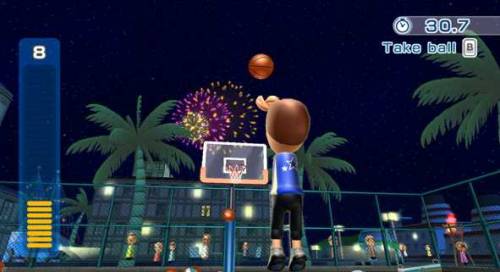 Basketball at night on Wuhu Island, during the fireworks