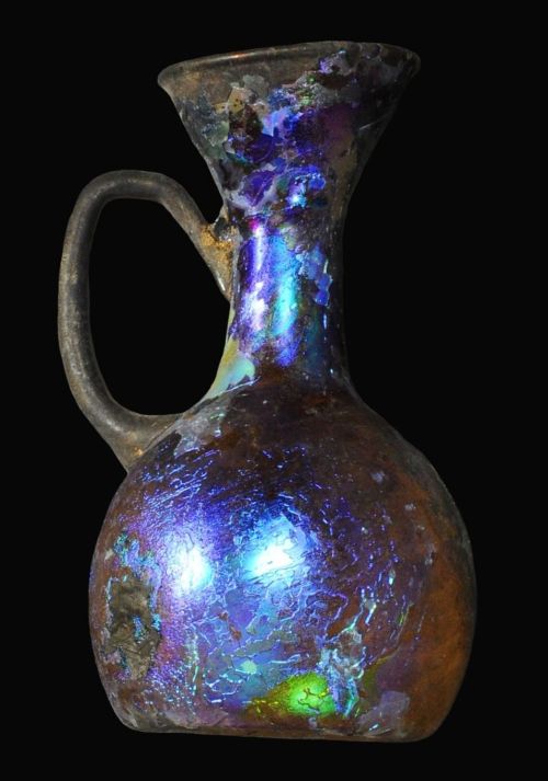 archaicwonder: Iridescent Roman Glass Jug, 1st-2nd  Century AD 