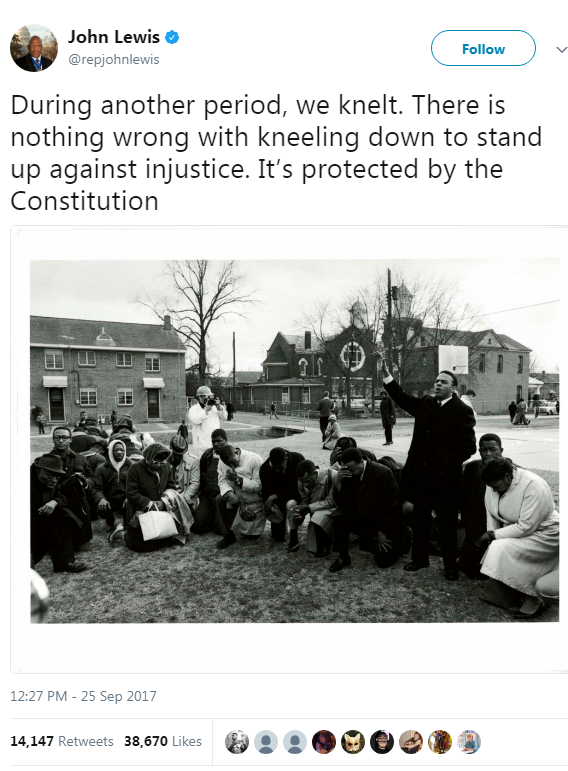 cartnsncreal:   Kneeling is a very respectful, thoughtful and powerful means of “protest.”