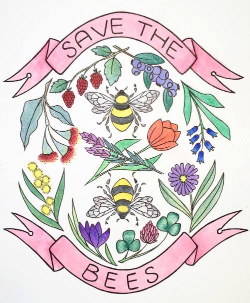 maxinesarahart:Plant some bee friendly plants in your garden! This piece features: raspberry, bluebe