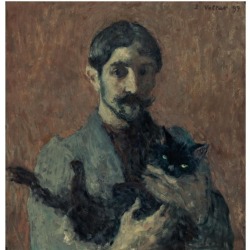 blastedheath:  Louis Valtat (French, 1869-1952), Autoportrait au chat, 1899. Oil on canvas, 55 x 53 cm. 