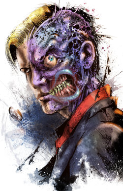 youngjusticer:  &ldquo;I heard people want you dead. ‘Cause when you suck dick for money, there’s a price on your head.&rdquo;  Two-Face, by Vincent Vernacatola.