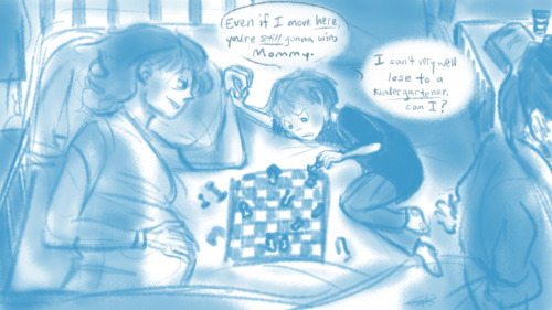 Seto taught Mokuba how to play chess, but who taught Seto?  A more solemn sketch of a bittersweet he