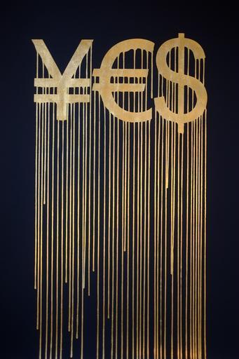 paddle8:  Zevs I &ldquo;Liquidated YES (¥€$),” 2012 I The Currency Auction