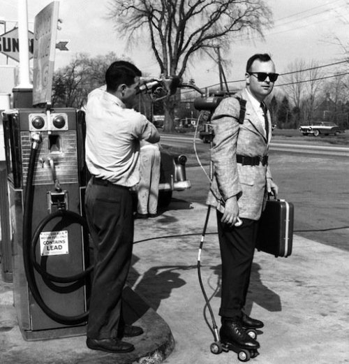 A 1950s salesman gets his motorized skates porn pictures