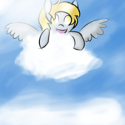 scarfhumpersmod:  I drew Derpy playing in the sky.  ^w^