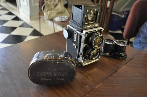 Fun find! The collections management staff found this Mamiya C220 twin-lens camera among the photo a