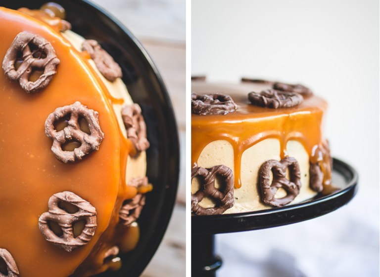 sweetoothgirl:  Bourbon Peanut Butter Chocolate Cake with Salted Caramel